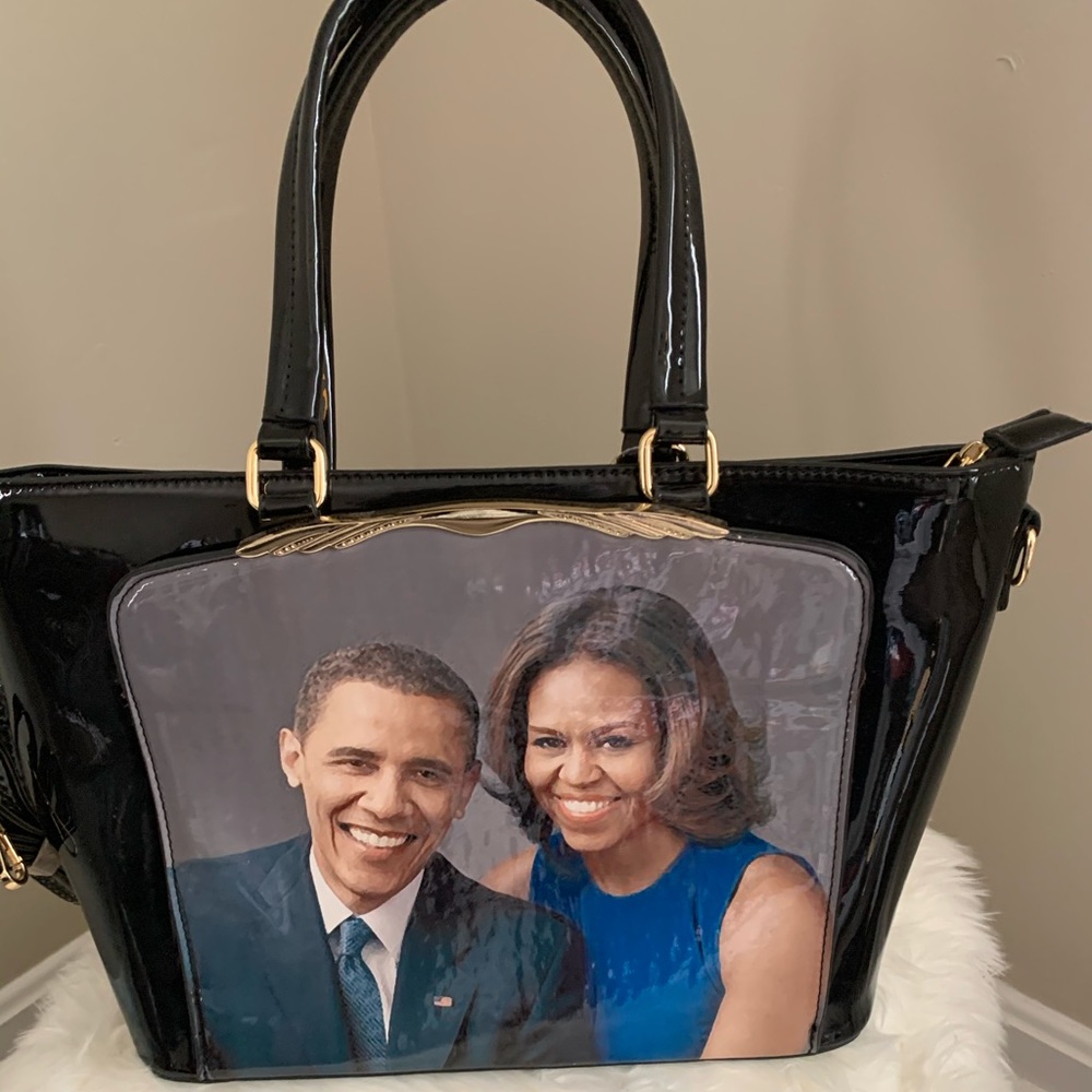 Black Barack and Michelle Obama purse. Never used.